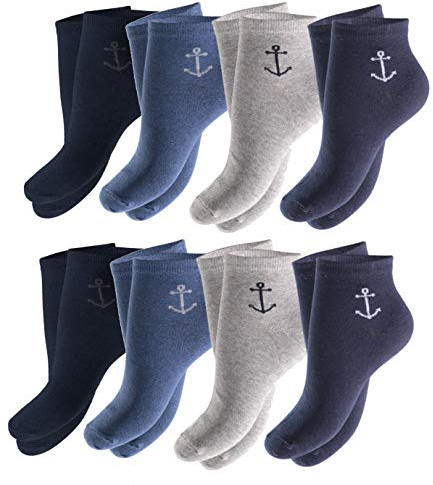Good Deal Market 8 Paar maritime Kurzschaft Sneakers Socken für Herren Markensocken von Cocain Gr. 43-46 Maritim mit Anker
