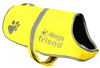 4LegsFriend Gilet de Sécurité Oragne Fluo pour Chien | Veste doublée Laine Polaire, Anti-Pluie, réfléchissant, visibilité la Nuit | Protège Contre Accidents de Voiture et de Chasse | 5 Tailles