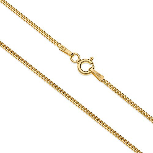 AKA Gioielli® - Cadena Mujer Hombre Barbada 1.3mm Chapada en Oro 18k - Collar Plata De Ley Esterlina 925 Dorada sin Colgante - 50 cm largo