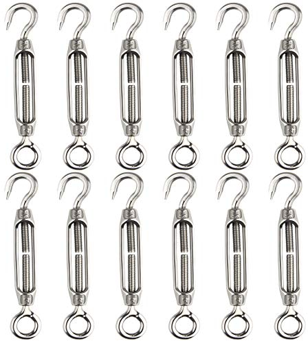 CHRORINE 12 Stk Drehschnalle M4 Haken und Augen Draht Spanner 304 Edelstahl Seil Spannung Heavy Duty