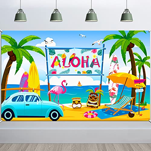 HOWAF Aloha Tropical Bannière, Grande Tissu Hawaïenne Fête Bannière pour Extérieure Jardin Mural Décoration, Tropical Été Fête Bannière Plage Luau Tiki Fête Photo Toile de Fond Décoration 185 * 110cm