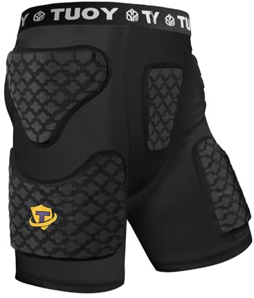 TUOY Pantaloncini a compressione imbottiti per giovani, con cintura da calcio, 6 imbottiti, protezione per i fianchi