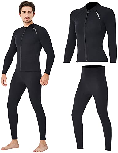 YOJOLO 2 Mm Neoprenanzug Herren Damen Zweiteiliger Neopren Neoprenanzug Langarm Tauchanzug Verdicken Wärmepaare Neoprenanzug Surfen Schnorcheln Badeanzug,Men,XXL