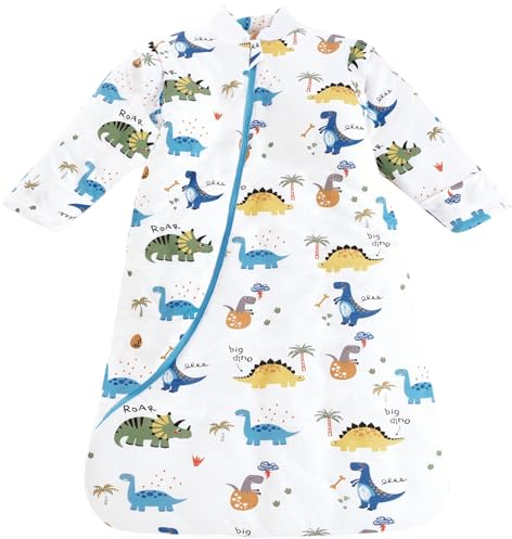 Chilsuessy Baby Schlafsack Winter, Abnehmbare Ärmel, warm gefüttert 3.5 Tog Winter Schlafsäcke Jungen Mädchen Schlafsack für Kleinkinder von 6 Monaten bis 6 Jahre, Dinosaurier Welt, M (75-90 cm)