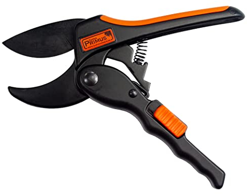 PRIMUS Garten Gartenschere, Rosenschere, Rebschere, Astschere, Damen-PowerGleitschere, schwarz/orange, 01005