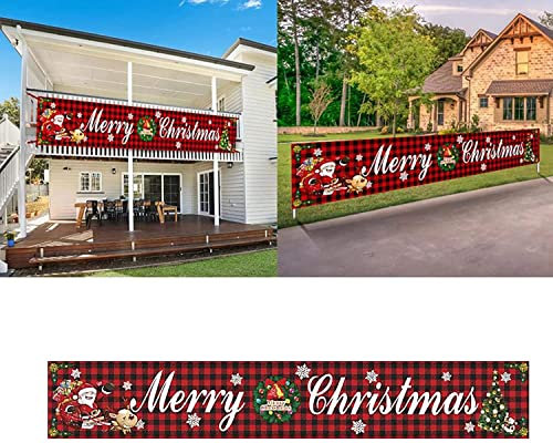 Gran cartel de feliz Navidad, tira de bandera,tira de bandera para exterior, letra de feliz Navidad, estampado de dibujos animados, estandarte impermeable,decoración de fiesta de Navidad al aire libre