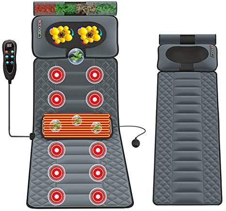 Colchoneta de masaje eléctrica de cuerpo completo Cojín de calefacción plegable de 9 modos con 10 motores vibratorios Shiatsu, para aliviar el dolor de piernas Lumbar en el cuello trasero