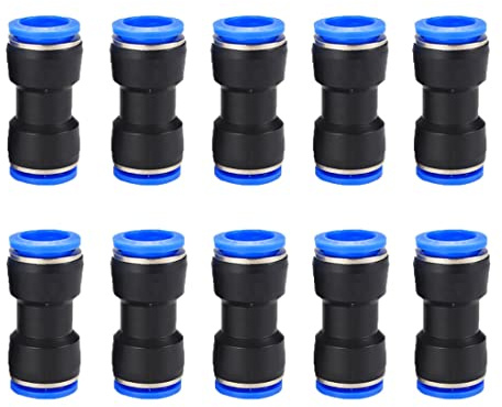 Metaland Push to Connect Fitting, 5/16 OD Pneumatic Air Line Quick Push Lock Adapter (Pack of 10)
