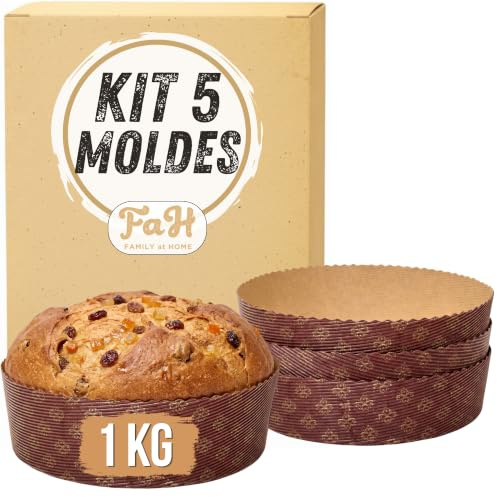 FAH FAMILY AT HOME Molde para panettone bajo 1 kg (5 unidades) – Moldes Panettone profesional de papel ondulado de pura celulosa en microondas, resistente al calor 220 °C | Moldes Panettone profesional de papel ondulado de pura celulosa en microondas, resistente al calor 220 °C