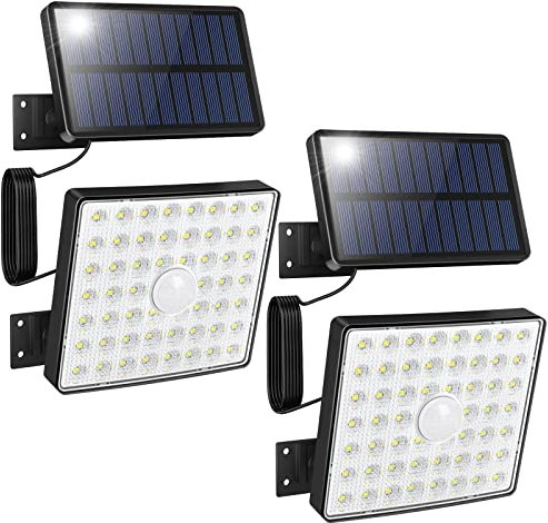 Tailcas Solar Security Lights Outdoor Motion Sensor, [4Modes/54LED] Garden, IP65 Waterproof Powered Lights, PIR Wall for Shed Fence Yard Garage Door, 2 Pack, ‎‎black