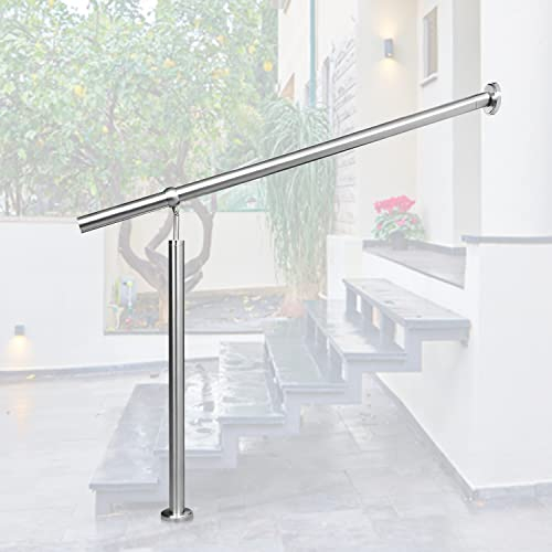 Gimisgu Eingangsgeländer Edelstahl Handlauf, 80cm Geländer Seitliche Montage Winkel Einstellbar Wandhandlauf, inkl.Montagematerial, Treppengeländer Handlauf für Außen Innen, M8398-EM-1x