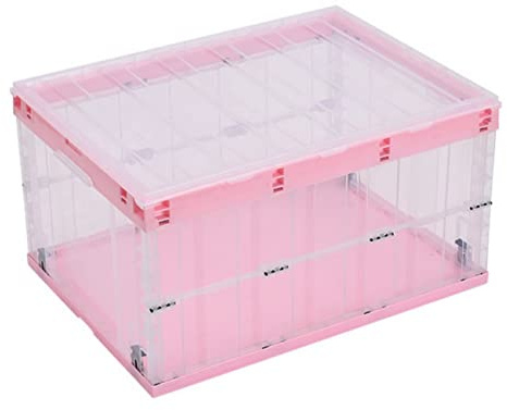 TUKA-i-AKUT 6x 55L Scatole di Stoccaggio, Pieghevoli Impilabili Stabili, Organizer per Contenitori con Coperchio, Salvaspazio Scatola Portaoggetti, Casse di Utilità Pieghevole, 6x55L, TKD8640 Rosa