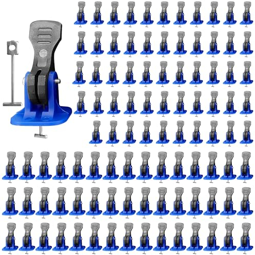 100 Stück Fliesen Nivelliersystem Verlegehilfe 2mm, Blau Mehrweg Zuglaschen Fliesen Nivelliersystem Set, Leveling Fliesenausgleicher Set