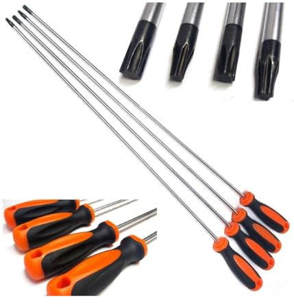 OISE ART STORE Trade Shop - Set 4 Pz Cacciaviti Torx Extra Lunghi con Punta Magnetica 600 Mm T20 T25 T30 T40