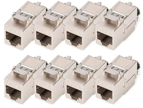 DIGITUS Modulo Keystone Cat 8.1-8 Pezzi - Presa di Rete RJ45 Cat8 schermato - 2000 MHz - 25GBase-T & 40GBase-T - 25 Gbit/s & 40 Gbit/s - AWG 26/7 a AWG 22/1 - Montaggio Senza Attrezzi