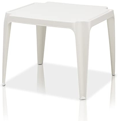 KHG Kindertisch weiß für Garten & Kinderzimmer, Outdoor, pflegeleicht | Pflegeleichte Oberfläche, robust wetterfest, kindgerechte Höhe 44x50x50 cm, vielseitig einsetzbar, für den Alltag