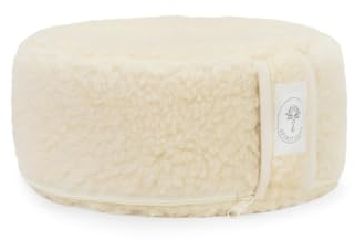 Meditationskissen aus Merino Schafwolle | Yogakissen mit Bio-Buchweizenfüllung- Anpassbare Füllung mit waschbarem Bezug | Sitzkissen Perfekt für bequemes Yoga | Mit Tragetasche | 35x13cm- Natur