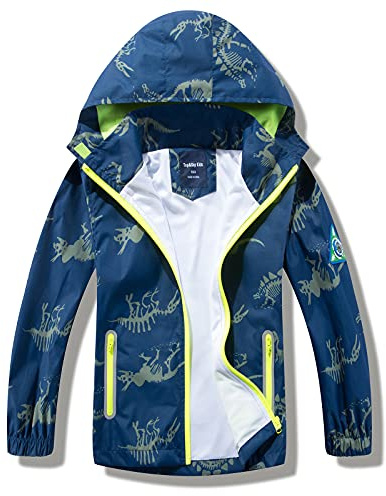 HZXVic Boys Girls Rain Coat,Outdoor Waterproof Jackets with Hood,Dinosaur Kids Raincoat Age 2-7 Years