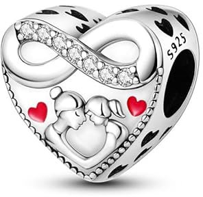 CYCUFF Sterling Silber Charms 925 für Europäische Armband & Halsketten Anhänger Perlen Schmuck Geschenk für Frauen Familie Freunde (Mutter und Tochter Perlen)