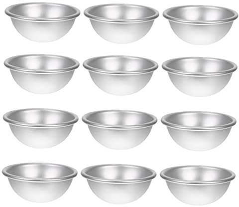 TEHAUX 12 Stück Halbkugel Bad Bombe Formen Aluminiumlegierung Halbrunde Badesalzformen Selbstgemacht Für Zuhause Glatte Oberfläche Mittelgroß (5,8x2,8 Cm)
