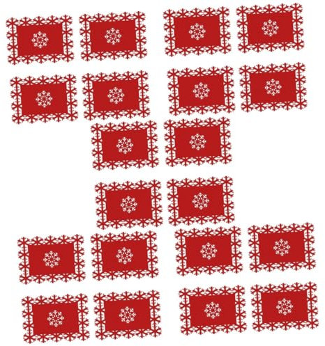 PRETYZOOM 20 Pz tovaglietta con fiocco di neve tovagliette invernali tovagliette per bevande natalizio natalizie tovaglietta ia all'americana Panno in feltro rosso