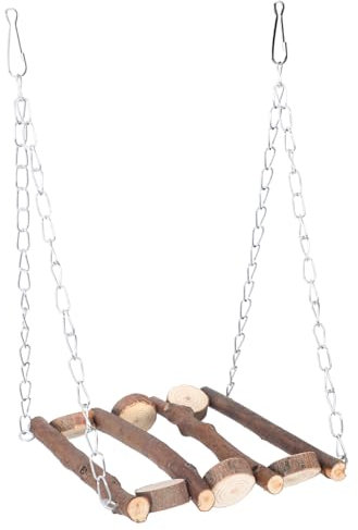 BELLIFFY Holz Vogelschaukel Für Papageien Robust Sittichkäfigzubehör Vogelspielzeug Mit Sitzstange Papageiensitzstangen Für Vogelkäfig