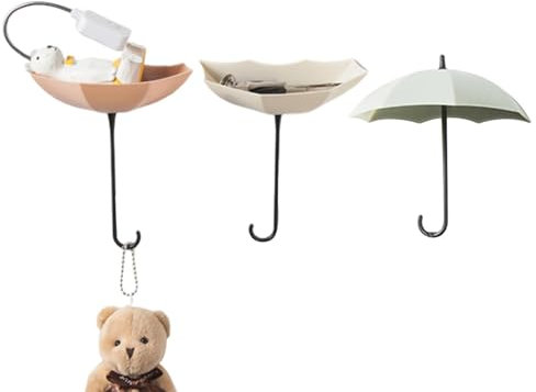 ycezw Soporte autoadhesivo para llaves de pared, soporte autoadhesivo para llaves de pared, 3 ganchos de ducha para paraguas, ganchos de ducha resistentes, ganchos decorativos para sombrero, toalla,
