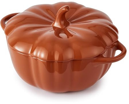 Wade WA975003ORA - Cacerola grande de calabaza con interior de esmalte suave, gres, capacidad de 1,1 L, 23 cm, naranja