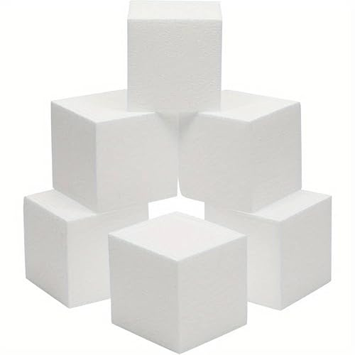 Polystyrene Solid Foam Cubes 150mm - 15cm - Pack of 1 - For Crafts, Sculpting, Floral Arrangements & Centerpieces Floral Foam Blocks For Artificial Flowers Foam Sheets for Weddings, Christmas & Easter