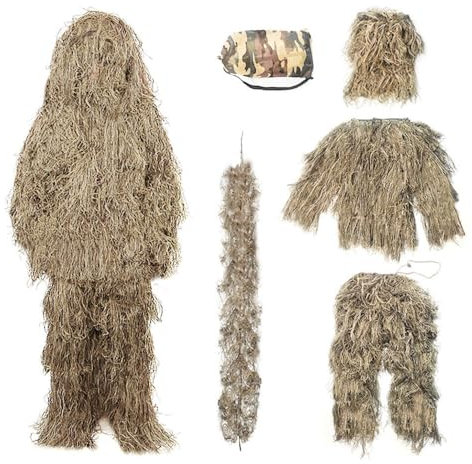 Tmendy Ghillie Suit Camuflaje, Ghillie Sniper, Ropa Deportiva específica para montañismo, exploración, Caza, Camuflaje Desierto Francotirador Airsoft Fotografia 3D B,150