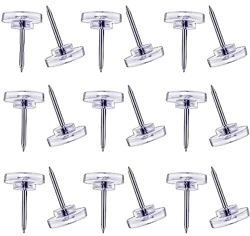 MUUZLL 150Pièces punaises Transparentes, Punaise Transparente, tête en plastique transparent, pointe en acier, clous de pouce de panneau de Liège mural carte Calendar photo - Home Office Craft Project