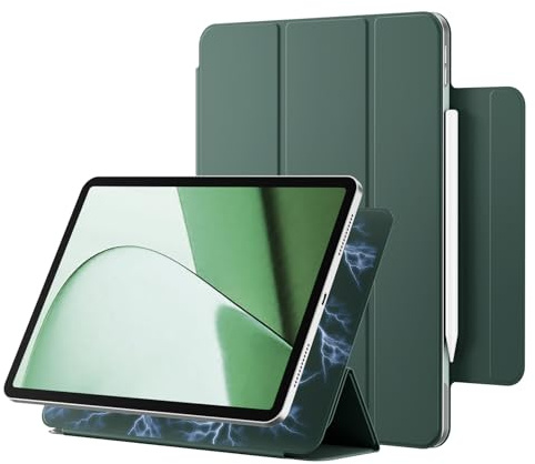 KVTVOU Fodral för iPad Air 11 tum 2026/2025/2024 (M4/M3/M2-8./7./6. Gen), iPad Air 5./4. Generation 2022/2020 10,9 tum, Starkt Magnetiskt Avtagbart Ultratunnt Fodral, Automatisk Vaken/Sömn, Mörkgrön
