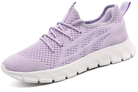 UROMGV Scarpe da ginnastica da donna, leggere, senza lacci, da camminata, casual, palestra, jogging, allenamento, scarpe da tennis antiscivolo, Viola chiaro, 36.5 EU