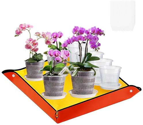 8 PCS Clear Orchid Pot：Clear Plastic Plant Pot with Drainage and Trays, Nursery Pots with 20pcs Plant Labels,100cm x 100cm PE Planting Mat for Orchid Repotting, Seedling Growth, Indoor Garden Pots