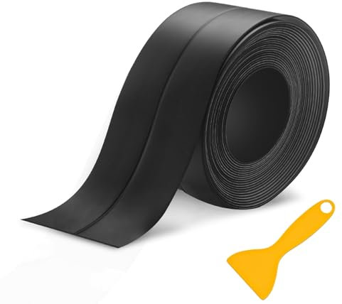 Sweelov Bath Sealant Strip Self Adhesive, 5Mx5cm Waterproof Bathroom Sealant Tape for Kitchen, Bathtub, Toilet, Sink, Wall Floor with Sealing Tool - Black