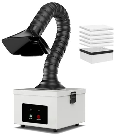 45W Lötrauchabsaugung mit 2 in 1 Komplex Filter, Inklusive 4 Ersatz-Vorfilter, Desktop Mobil Rauchabsauger 207 m³/h, Tragbar Smoke Absorber Purifier für Lötrauch, Laserdampf & Feinstaub