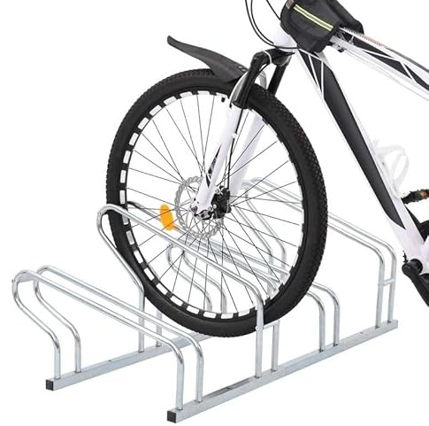 Eleganz Fahrradständer für 4 Räder - Freistehend aus verzinktem Stahl, stabil & wetterfest - Ideal für Garage, Garten oder Hof - Platzsparend & sicher für Familien