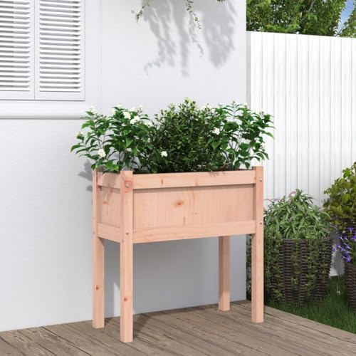 HaoChrymec Macetero con Patas 70x31x70 cm, Madera Maciza de Abeto Douglas, Resistente a la Intemperie, Gran Capacidad, Jardineras para Exterior, Huerto Urbano, Balcón