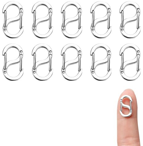 10 Stück Mini Karabiner Edelstahl Kettenverschluss Silber Schmuckverschluss mit Doppelter Öffnung Armband Verschlüss Halsketten-Armbandverkürzer Armband-Verbinder für Halsketten Armbänder DIY Handwerk