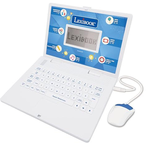Lexibook, Lern-Laptop für Kinder, JC598i3LXB | Deutsch/Englisch, 124 Aktivitäten, Lernspiele und Musik