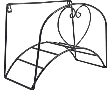 Abaodam Soporte de Manguera de Jardín Negro de Hierro Forjado Resistente y Decorativo Montaje Pared para Latiguillos de Agua para Organizar y Ahorrar Espacio al Aire