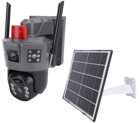 Ejoyous Telecamera di Sorveglianza 2K Batteria Esterna, Telecamera di Sorveglianza Doppia PTZ Solare 5G/2.4G WLAN, Rotazione di 360°, Funzione Interfono di Rilevamento del Movimento