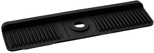 Protector contra salpicaduras de silicona para fregadero, alfombrilla para grifo de drenaje en pendiente para cocina y baño, protector de agua detrás del fregadero (24 x 5, 5 pulgadas, negro).