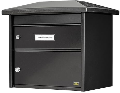 Burg-Wächter Großraum-Briefkasten mit überstehendem Dach, DIN- B4 Einwurf-Format, EU Norm EN 13724, Europa 732 E, Eisen