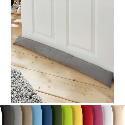 REDBEST Zugluftstopper - Türstopper - Windstopper - Luftzugstopper - Windschutz - für Fenster und Türen Serie Seattle - Premium-Qualität - mit Beschwerung grau Größe 90x10 cm