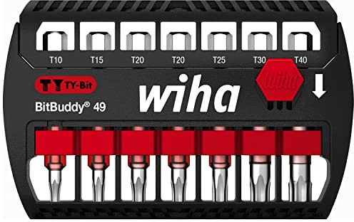 Wiha Bit Set BitBuddy 7-tlg. I TY-Bit 49 mm I TORX 1/4 E6,3 I Zubehör für Schraubanwendungen I Impact- und Schlagschraubergeeignet (42115)