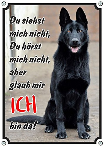 Petsigns Hundeschild Deutscher Schäferhund schwarz - Metallschild in 1a Fotoqualität, DIN A4