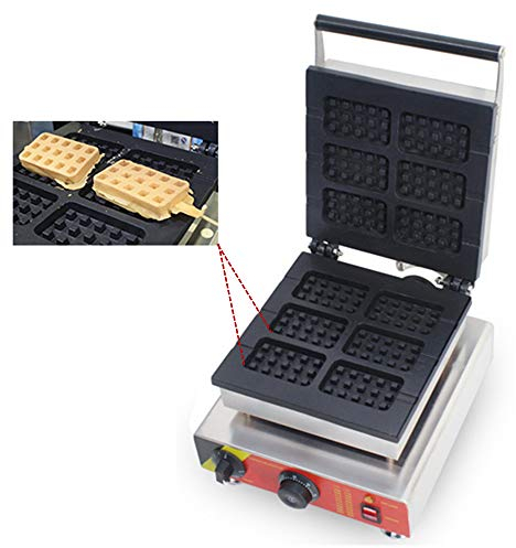 Hanchen Commercial Waffle Maker Baker Deep Fill Belgian Waffle Iron Machine 6 Slice Square NP-506 with Temperature/Time Control Stainless steel Housing CE 220V