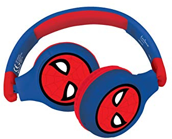 Lexibook, Spider-Man, Cuffie Bluetooth 2 in 1 Stereo Wireless Wired, Volume sicuro per bambini, pieghevoli, regolabili, rosso/blu, HPBT010SP