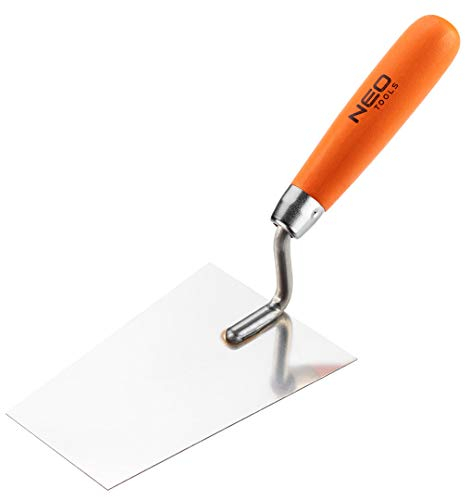 NEO TOOLS Bernese Plastering Trowel Trapezoidal with Wooden Handle, Straight Neck | Stainless Steel for the Application of Fine Plaster, Plaster